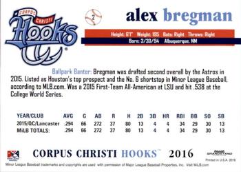 2016 Grandstand Corpus Christi Hooks #2 Alex Bregman Back