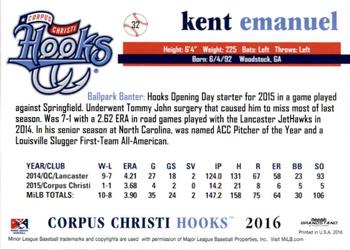 2016 Grandstand Corpus Christi Hooks #4 Kent Emanuel Back