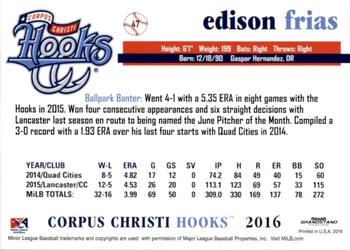 2016 Grandstand Corpus Christi Hooks #7 Edison Frias Back