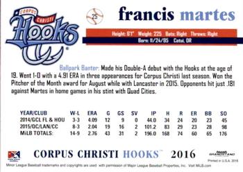 2016 Grandstand Corpus Christi Hooks #15 Francis Martes Back