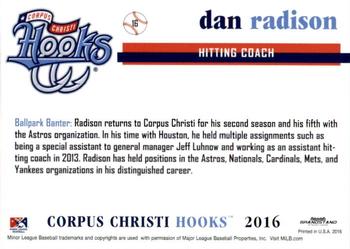 2016 Grandstand Corpus Christi Hooks #22 Dan Radison Back