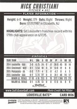 2017 Choice Louisville Bats #06 Nick Christiani Back