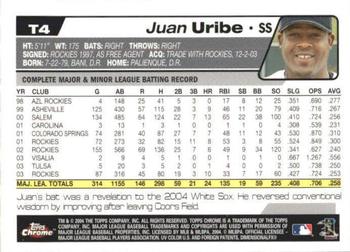 2004 Topps Traded & Rookies - Chrome #T4 Juan Uribe Back