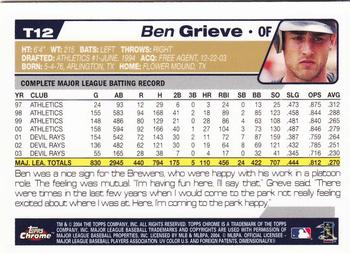 2004 Topps Traded & Rookies - Chrome #T12 Ben Grieve Back