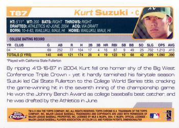 2004 Topps Traded & Rookies - Chrome #T87 Kurt Suzuki Back