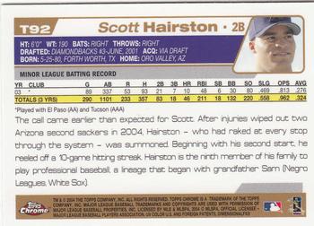 2004 Topps Traded & Rookies - Chrome #T92 Scott Hairston Back