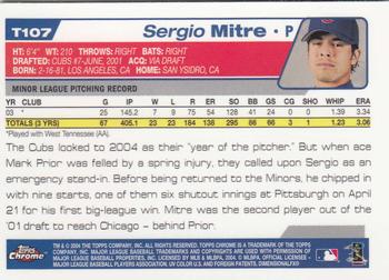2004 Topps Traded & Rookies - Chrome #T107 Sergio Mitre Back