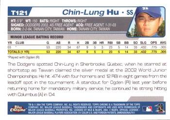 2004 Topps Traded & Rookies - Chrome #T121 Chin-Lung Hu Back