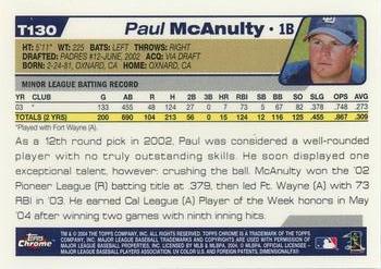 2004 Topps Traded & Rookies - Chrome #T130 Paul McAnulty Back