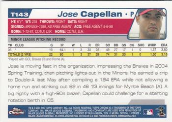 2004 Topps Traded & Rookies - Chrome #T143 Jose Capellan Back