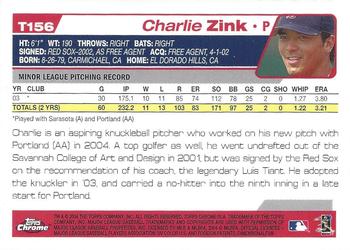 2004 Topps Traded & Rookies - Chrome #T156 Charlie Zink Back