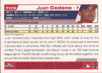 2004 Topps Traded & Rookies - Chrome #T175 Juan Cedeno Back
