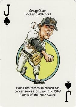 2007 Hero Decks Baltimore Orioles Baseball Heroes Playing Cards #J♠ Gregg Olson Front