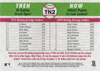 2004 Topps Heritage - Then & Now #TN2 Al Kaline / Albert Pujols Back