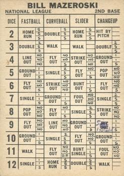 1963 Topps Dice Game #NNO Bill Mazeroski Back