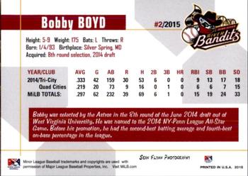 2015 Grandstand Quad Cities River Bandits #NNO Bobby Boyd Back