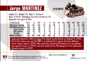 2015 Grandstand Quad Cities River Bandits #NNO Jorge Martinez Back