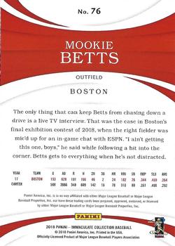2018 Panini Immaculate Collection #76 Mookie Betts Back