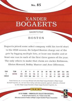 2018 Panini Immaculate Collection #85 Xander Bogaerts Back