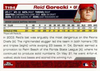 2004 Topps Traded & Rookies - Chrome Refractors #T194 Reid Gorecki Back