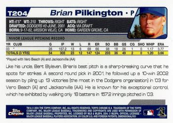 2004 Topps Traded & Rookies - Chrome Refractors #T204 Brian Pilkington Back