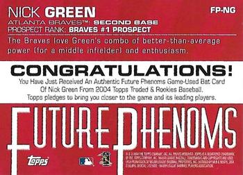2004 Topps Traded & Rookies - Future Phenoms Relics #FP-NG Nick Green Back