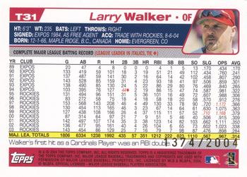 2004 Topps Traded & Rookies - Gold #T31 Larry Walker Back