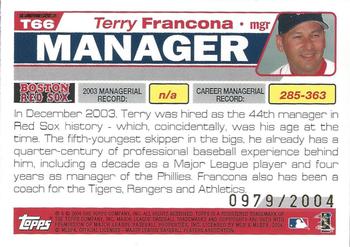 2004 Topps Traded & Rookies - Gold #T66 Terry Francona Back