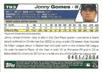2004 Topps Traded & Rookies - Gold #T93 Jonny Gomes Back