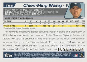 2004 Topps Traded & Rookies - Gold #T95 Chien-Ming Wang Back