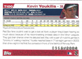 2004 Topps Traded & Rookies - Gold #T100 Kevin Youkilis Back