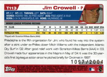 2004 Topps Traded & Rookies - Gold #T113 Jim Crowell Back