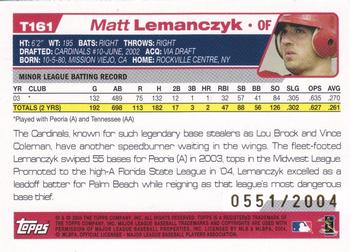 2004 Topps Traded & Rookies - Gold #T161 Matt Lemanczyk Back