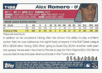 2004 Topps Traded & Rookies - Gold #T188 Alex Romero Back