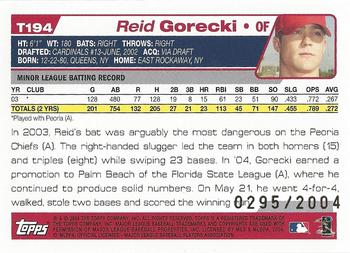 2004 Topps Traded & Rookies - Gold #T194 Reid Gorecki Back