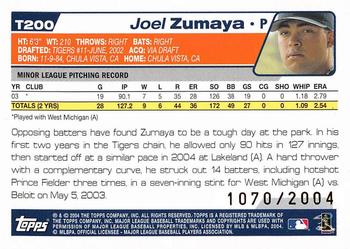 2004 Topps Traded & Rookies - Gold #T200 Joel Zumaya Back