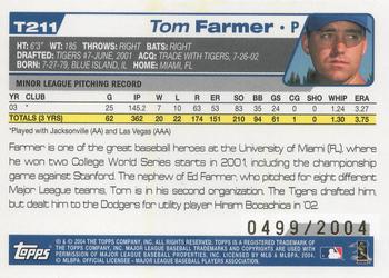2004 Topps Traded & Rookies - Gold #T211 Tom Farmer Back
