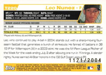 2004 Topps Traded & Rookies - Gold #T220 Leo Nunez Back