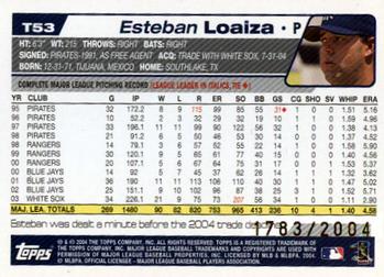 2004 Topps Traded & Rookies - Gold #T53 Esteban Loaiza Back