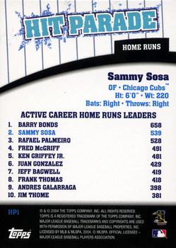 2004 Topps - Hit Parade #HP1 Sammy Sosa Back