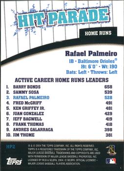 2004 Topps - Hit Parade #HP2 Rafael Palmeiro Back