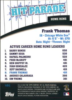 2004 Topps - Hit Parade #HP6 Frank Thomas Back
