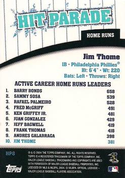 2004 Topps - Hit Parade #HP8 Jim Thome Back