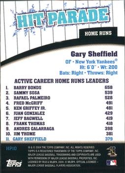 2004 Topps - Hit Parade #HP10 Gary Sheffield Back