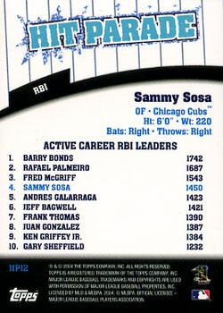 2004 Topps - Hit Parade #HP12 Sammy Sosa Back