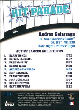 2004 Topps - Hit Parade #HP14 Andres Galarraga Back