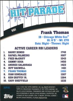 2004 Topps - Hit Parade #HP16 Frank Thomas Back