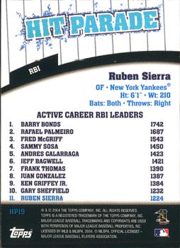 2004 Topps - Hit Parade #HP19 Ruben Sierra Back