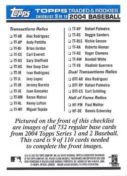 2004 Topps Traded & Rookies - Checklists Puzzle Blue Backs #9 Checklist 9 of 10 Back