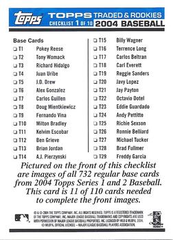 2004 Topps Traded & Rookies - Checklists Puzzle Blue Backs #11 Checklist 1 of 10 Back